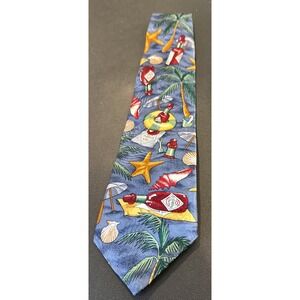 Tabasco Hot Sauce Beach Scene Necktie Tie Sea Shells Nautical Silk Novelty
